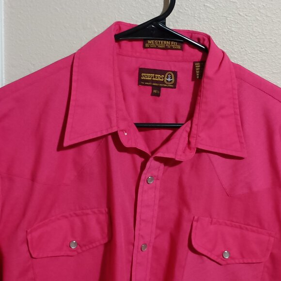 Sheplers Western Fit Mens Short Sleeve Pearl Snap Shirt Size 16.5 Pink - Picture 6 of 10